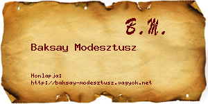 Baksay Modesztusz névjegykártya